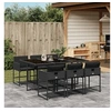 Image de Ensemble à manger de jardin coussins 7pcs Noir Résine tressée 3278034