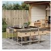 Image de Ensemble à manger de jardin coussins 7 pcs mélange beige rotin 3278039