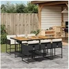 Image de Ensemble à manger de jardin coussins 7pcs Noir Résine tressée 3278042