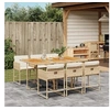 Image de Ensemble à manger de jardin et coussins 7 pcs beige poly rotin 3278043