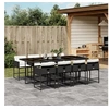 Image de Ensemble à manger de jardin 9pcs coussins noir résine tressée 3278045