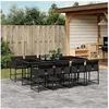 Image de Ensemble à manger de jardin 9pcs coussins noir résine tressée 3278046