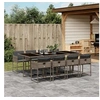 Image de Ensemble à manger de jardin 9 pcs coussins gris résine tressée 3278047