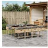 Image de Ensemble à manger de jardin et coussins 9 pcs mélange beige 3278051