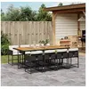 Image de Ensemble à manger de jardin 9pcs coussins noir résine tressée 3278054