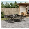 Image de Ensemble à manger de jardin 11pcs avec coussins gris poly rotin 3278059