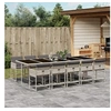 Image de Ensemble à manger de jardin 11pcs avec coussins gris poly rotin 3278062