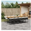 Image de Ensemble à manger de jardin 11 pcs coussins noir résine tressée 3278066