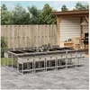 Image de Ensemble à manger de jardin et coussins 13 pcs gris clair rotin 3278074