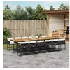 Image de Ensemble à manger de jardin 13 pcs coussins noir résine tressée 3278078