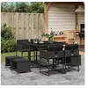 Image de Ensemble à manger de jardin 9pcs coussins noir résine tressée 3278082