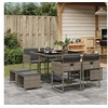Image de Ensemble à manger de jardin 9 pcs coussins gris résine tressée 3278083