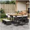 Image de Ensemble à manger de jardin 9pcs coussins noir résine tressée 3278090