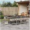 Image de Ensemble à manger de jardin et coussins 13 pcs gris clair rotin 3278110