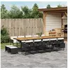 Image de Ensemble à manger de jardin 15 pcs coussins noir résine tressée 3278126