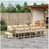 Image de Ensemble à manger de jardin et coussins 15 pcs beige 3278127