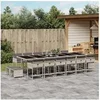 Image de Ensemble à manger de jardin et coussins 17 pcs gris clair rotin 3278134