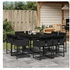 Image de Ensemble à manger de jardin 9pcs coussins noir résine tressée 3278142