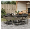 Image de Ensemble à manger de jardin 9 pcs coussins gris résine tressée 3278143