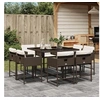 Image de Ensemble à manger de jardin et coussins 9 pcs marron poly rotin 3278144