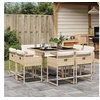 Image de Ensemble à manger de jardin et coussins 9 pcs beige Poly rotin 3278145