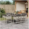 Image de Ensemble à manger de jardin et coussins 9 pcs gris clair rotin 3278146