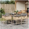 Image de Ensemble à manger de jardin et coussins 9 pcs mélange beige 3278147