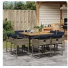 Image de Ensemble à manger de jardin 9 pcs coussins gris résine tressée 3278149