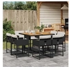 Image de Ensemble à manger de jardin 9pcs coussins noir résine tressée 3278150