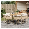 Image de Ensemble à manger de jardin et coussins 9 pcs beige Poly rotin 3278151