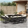 Image de Ensemble à manger de jardin 11 pcs coussins noir résine tressée 3278153