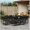 Image de Ensemble à manger de jardin 11 pcs coussins noir résine tressée 3278154