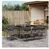 Image de Ensemble à manger de jardin 11pcs avec coussins gris poly rotin 3278155