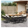 Image de Ensemble à manger de jardin 11 pcs coussins noir résine tressée 3278162