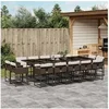 Image de Ensemble à manger de jardin avec coussins 15 pcs marron rotin 3278180