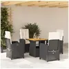 Image de Salon de jardin rotin noir 5 pieces 80 x 80 x 71 cm