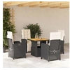 Image de Salon de jardin rotin noir 5 pieces 80 x 80 x 71 cm