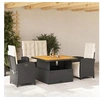 Image de Ensemble à Manger de Jardin avec Coussins 4 pcs, Table de Terrasse, Meubles de Patio, Mobilier d'Extérieur, Noir 3277321