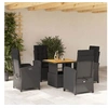 Image de Salon de jardin rotin noir 5 pieces 80 x 80 x 71 cm