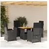 Image de Salon de jardin rotin 5 pieces noir 80 x 80 x 71 cm