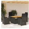 Image de Salon de jardin rotin 5 pieces noir 110 x 110 x 71 cm