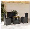 Image de Ensemble à Manger de Jardin avec Coussins 4 pcs, Table de Terrasse, Meubles de Patio, Mobilier d'Extérieur, Noir 3277335