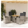 Image de Salon de jardin rotin 5 pieces gris 80 x 80 x 71 cm