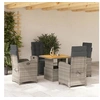 Image de Ensemble à Manger de Jardin avec Coussins 5 pcs, Table de Terrasse, Meubles de Patio, Mobilier d'Extérieur, Gris 3277340