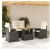 Image de Ensemble à Manger de Jardin avec Coussins 4 pcs, Table de Terrasse, Meubles de Patio, Mobilier d'Extérieur, Noir 3277383