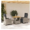 Image de Ensemble à Manger de Jardin avec Coussins 3 pcs, Table de Terrasse, Meubles de Patio, Mobilier d'Extérieur, Gris 3277399