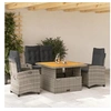 Image de Ensemble à Manger de Jardin avec Coussins 4 pcs, Table de Terrasse, Meubles de Patio, Mobilier d'Extérieur, Gris 3277404