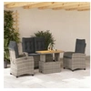Image de Ensemble à Manger de Jardin avec Coussins 4 pcs, Table de Terrasse, Meubles de Patio, Mobilier d'Extérieur, Gris 3277407