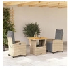 Image de Salon de jardin resine tressee beige 6 personnes 80 x 80 x 71 cm 3 pieces