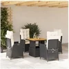 Image de Ensemble à Manger de Jardin avec Coussins 5pcs, Table de Terrasse, Meubles de Patio, Mobilier d'Extérieur, Noir 3277434